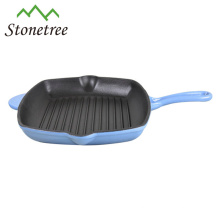 Blaue Emaille Gusseisen Square Grill Bratpfanne